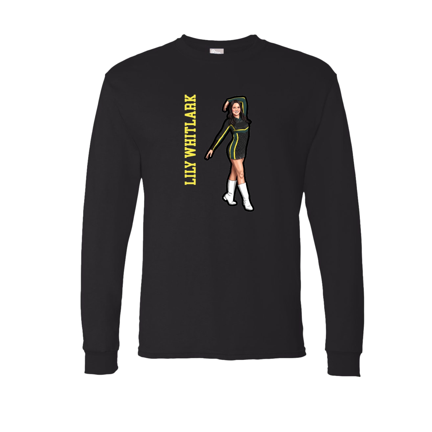Long Sleeve Tee — Name Vertical in Black
