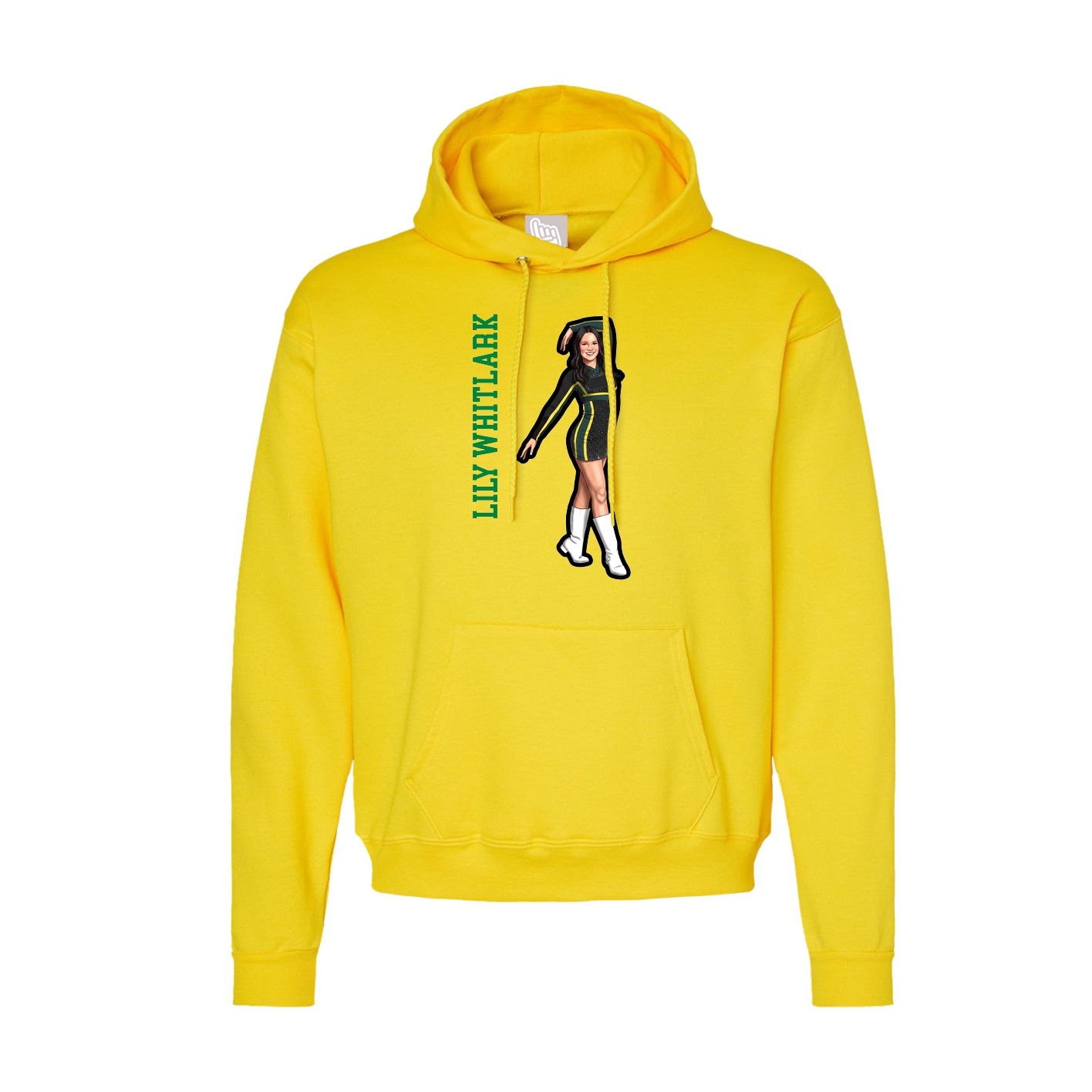 Hoodie — Name Vertical in Yellow
