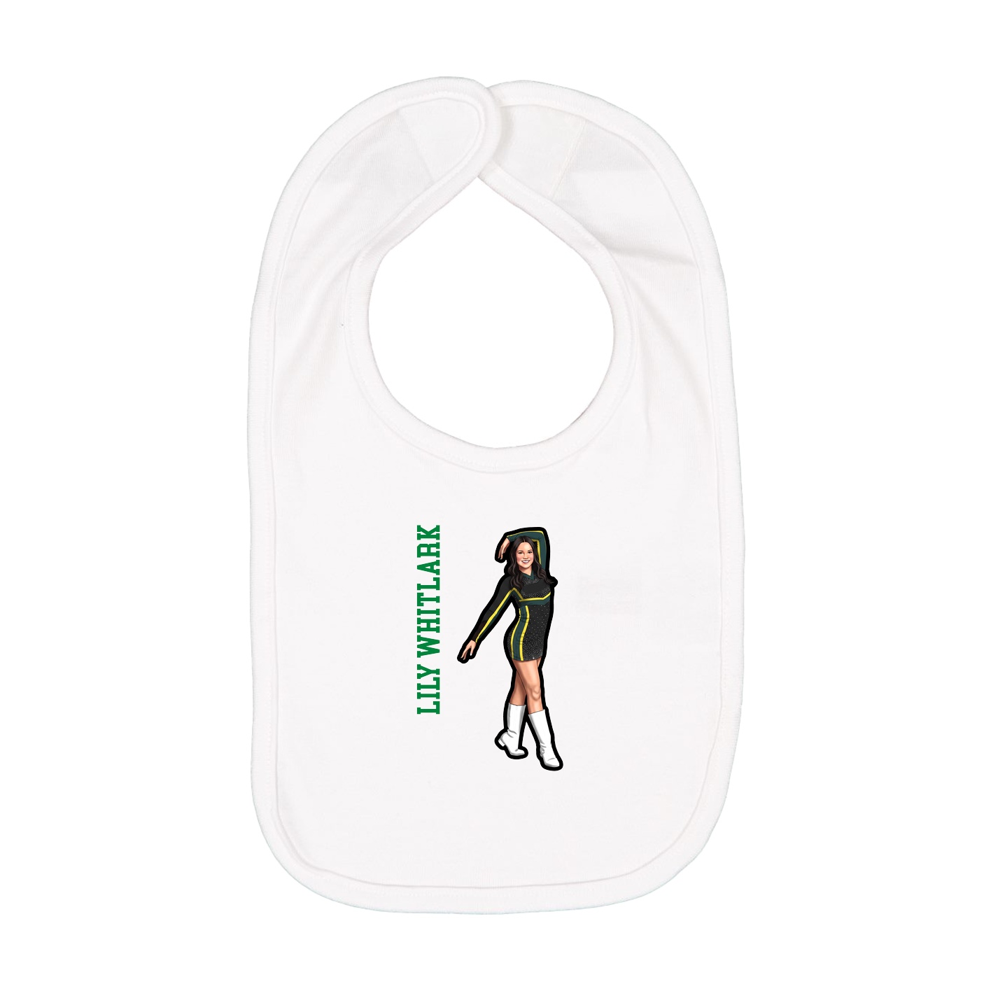 Infant Bib — Name Vertical in White