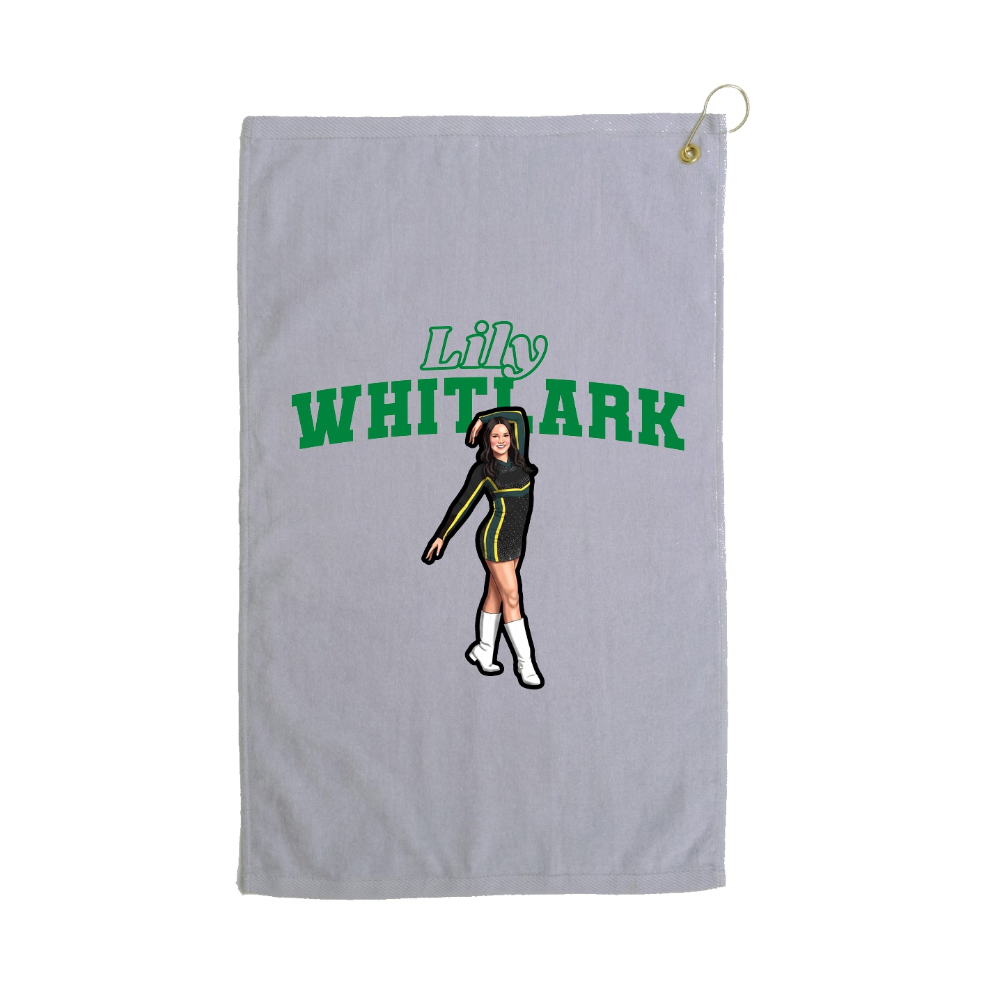 Golf Towel — Name Arch in Grey