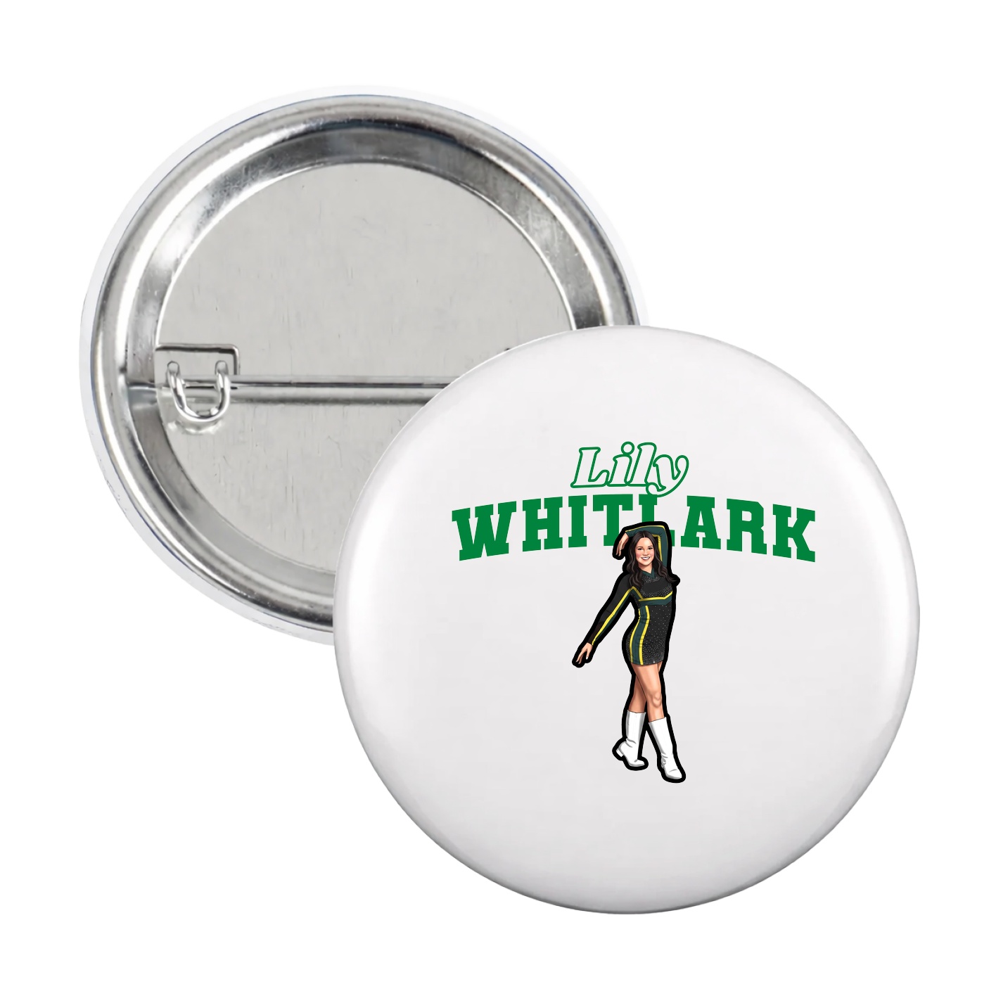Game Day Button — Name Arch in White