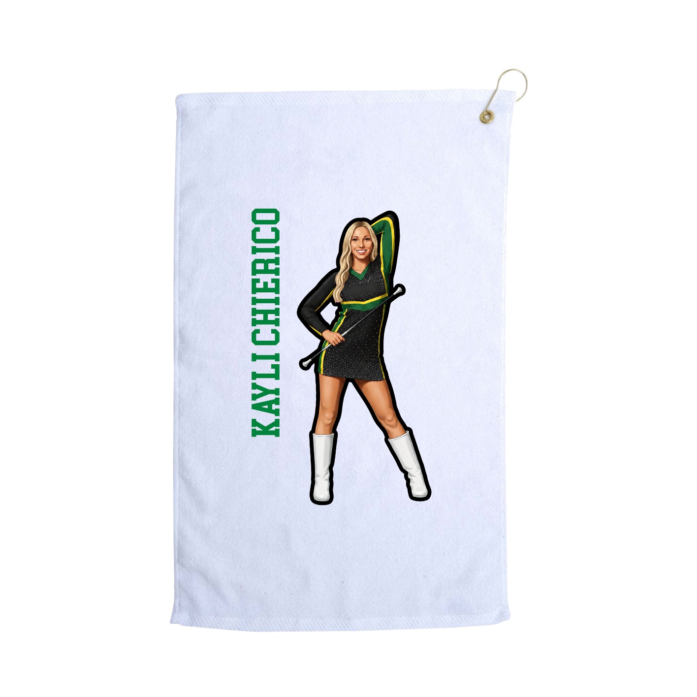 Golf Towel — Name Vertical in White