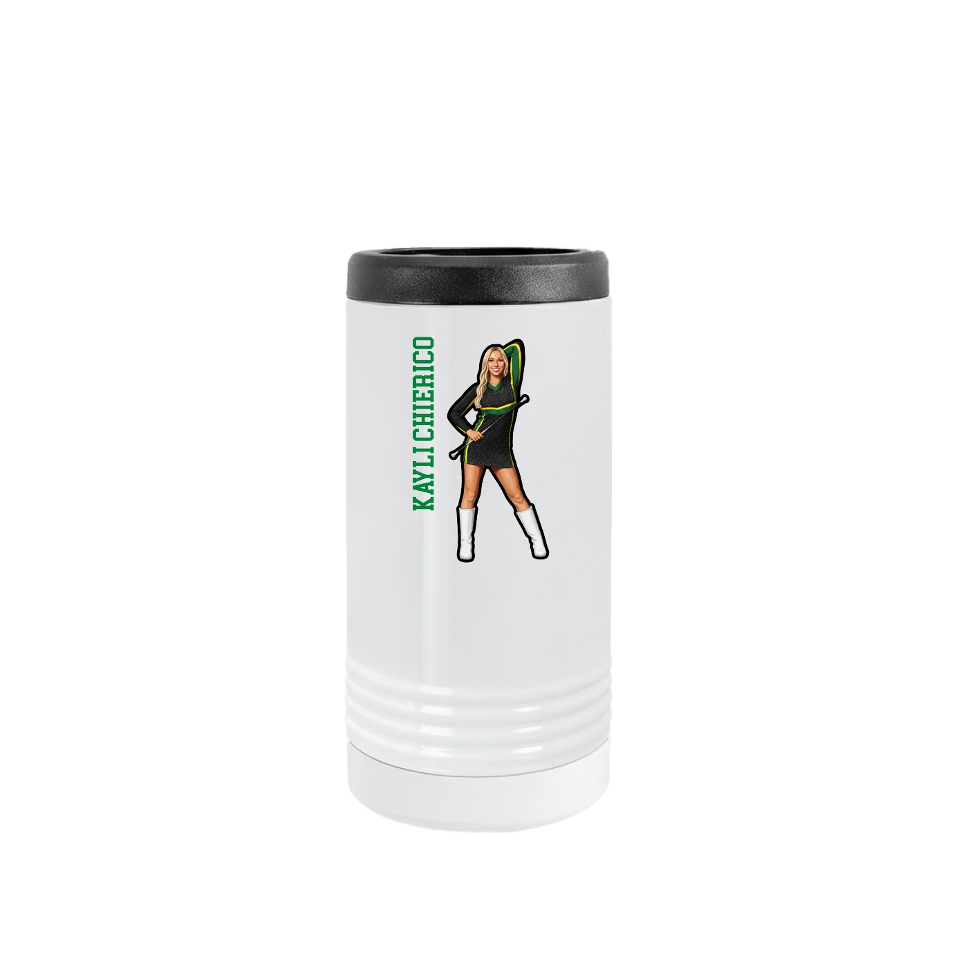 Slim Beverage Holder — Name Vertical in White