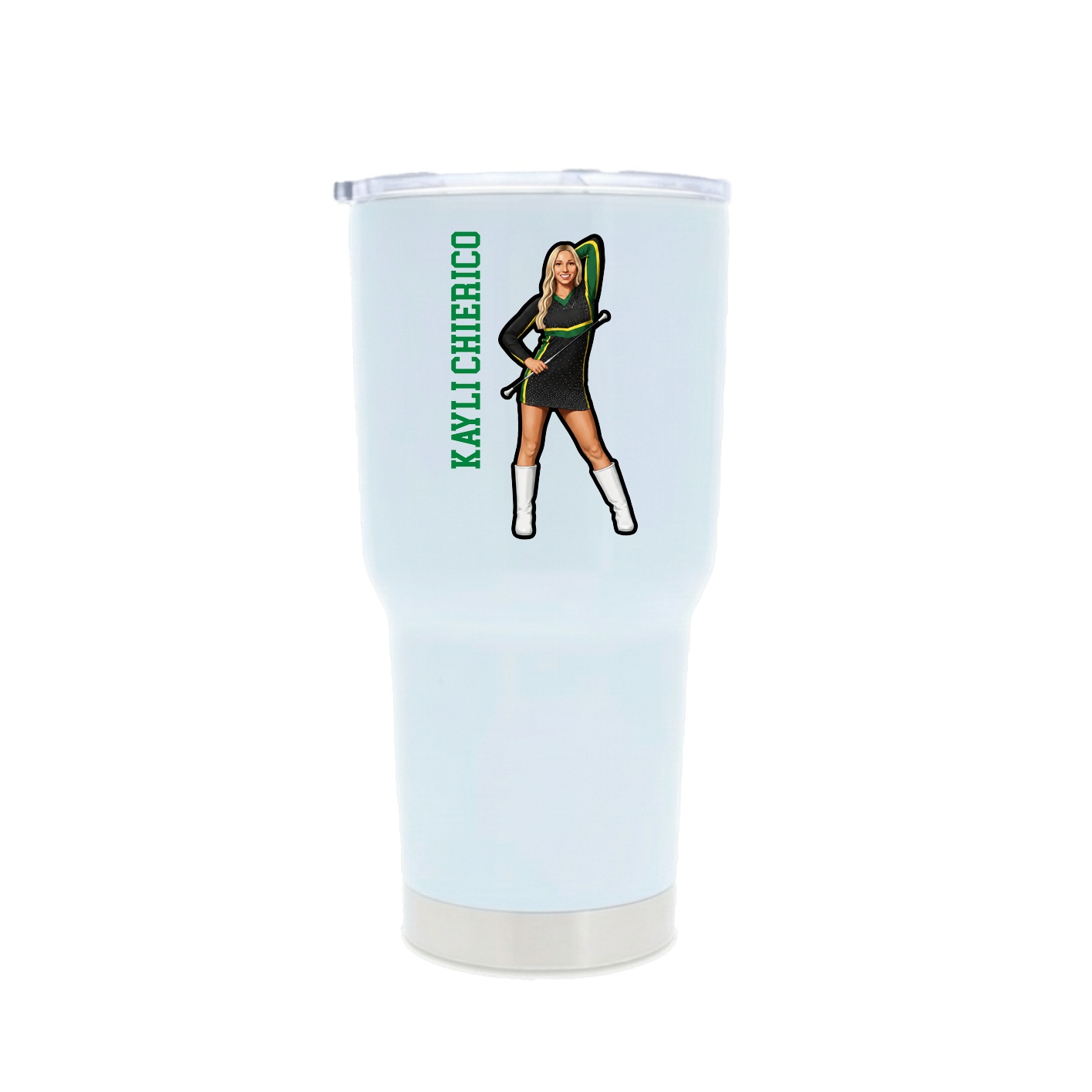 30oz Stainless Steel Tumbler — Name Vertical in White