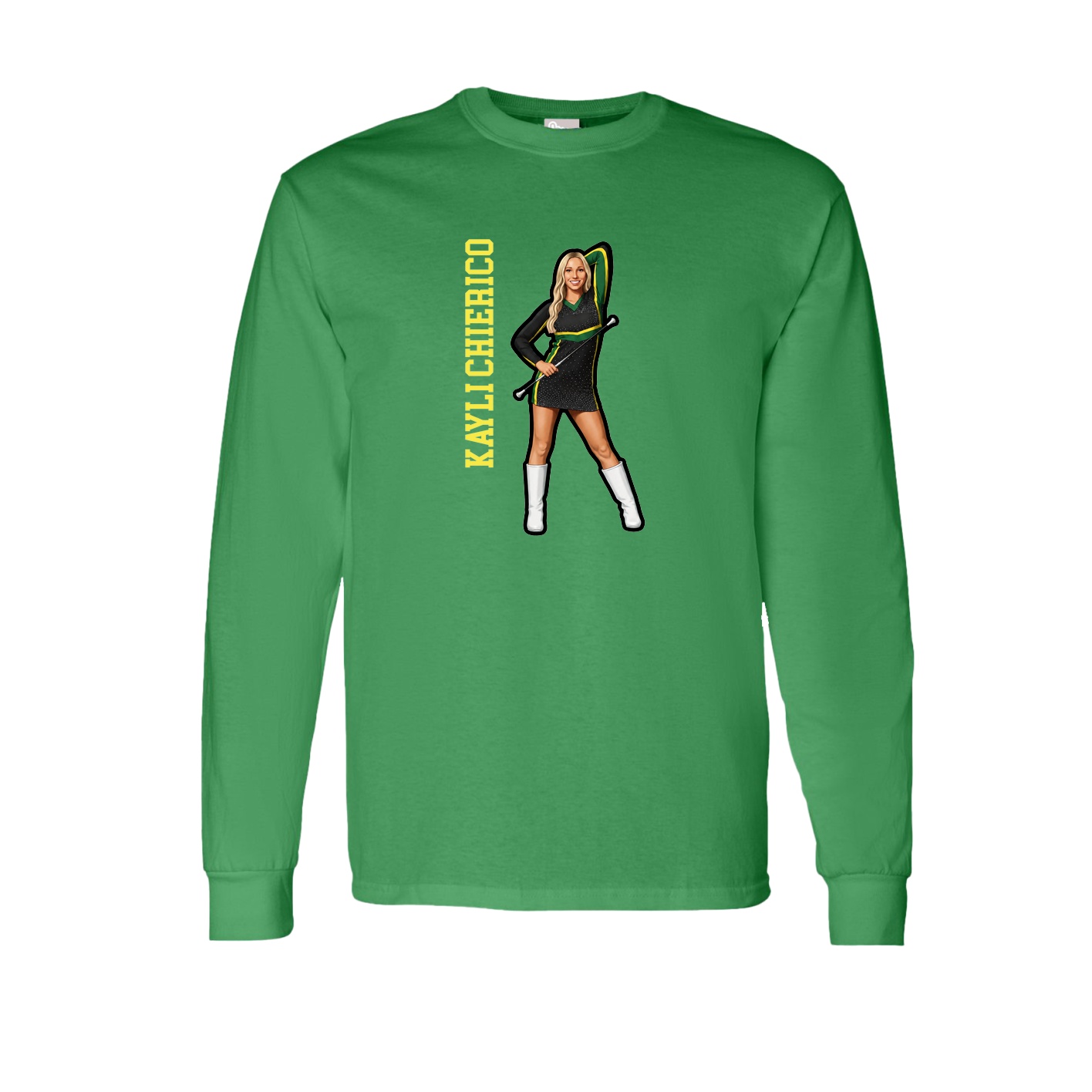 Long Sleeve Tee — Name Vertical in Green