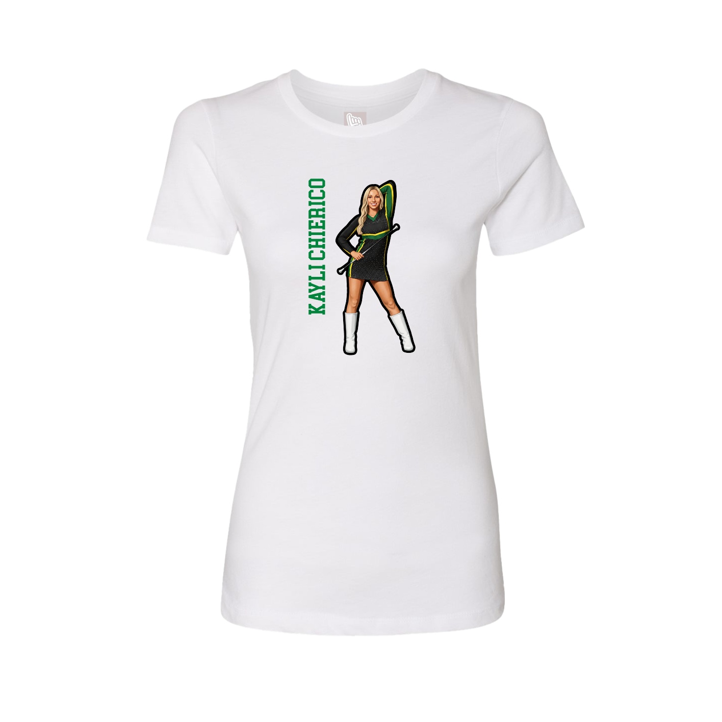 Fitted Women's Tee — Name Vertical in White