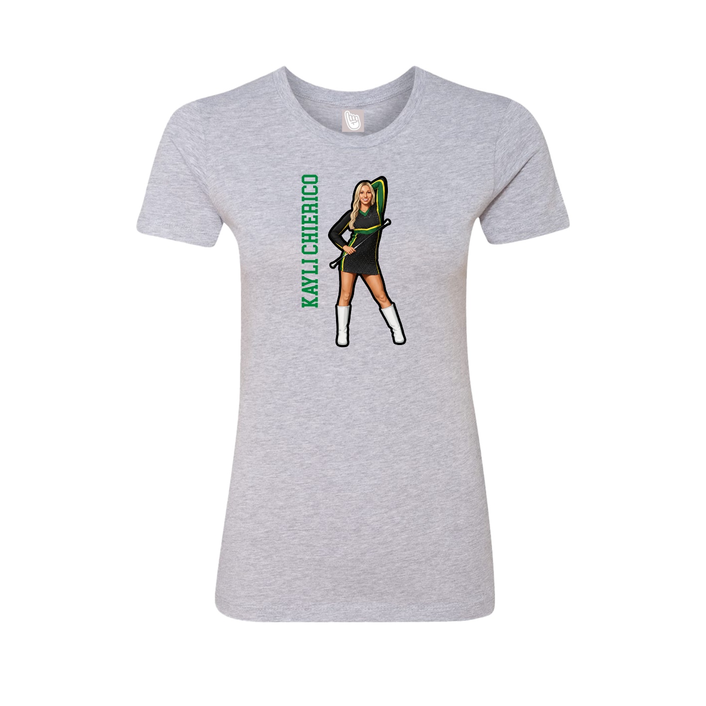 Fitted Women's Tee — Name Vertical in Grey