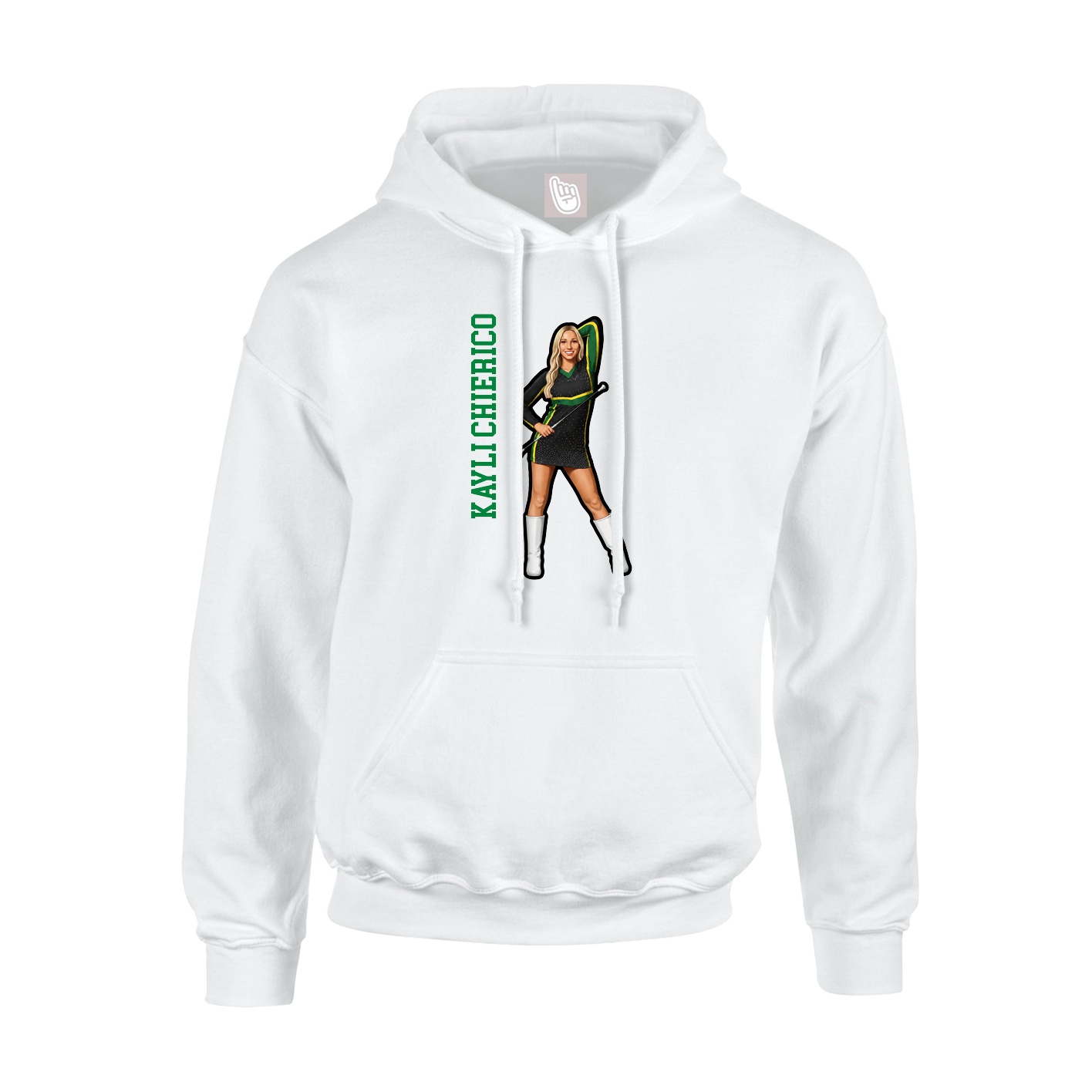 Youth Hoodie — Name Vertical in White