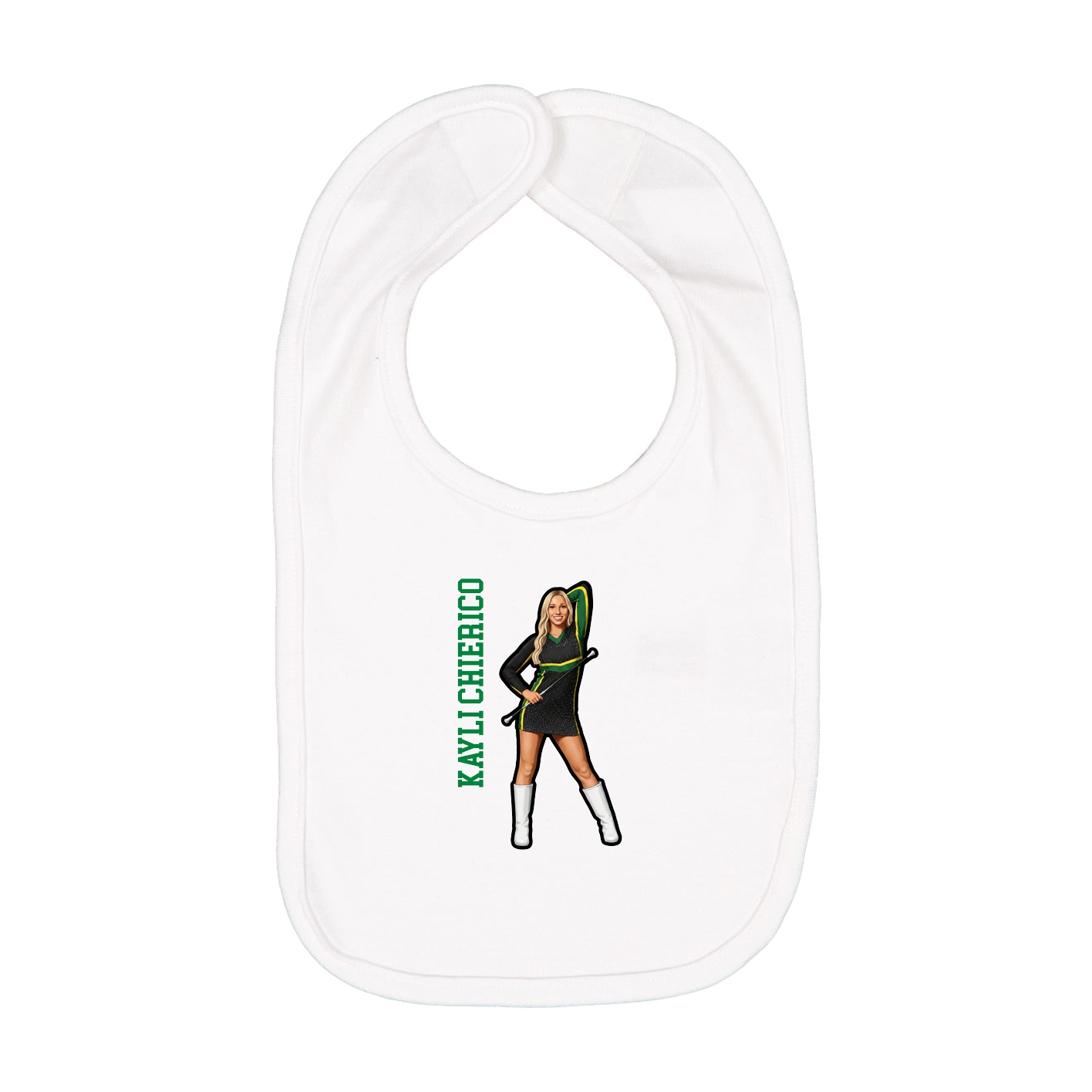 Infant Bib — Name Vertical in White
