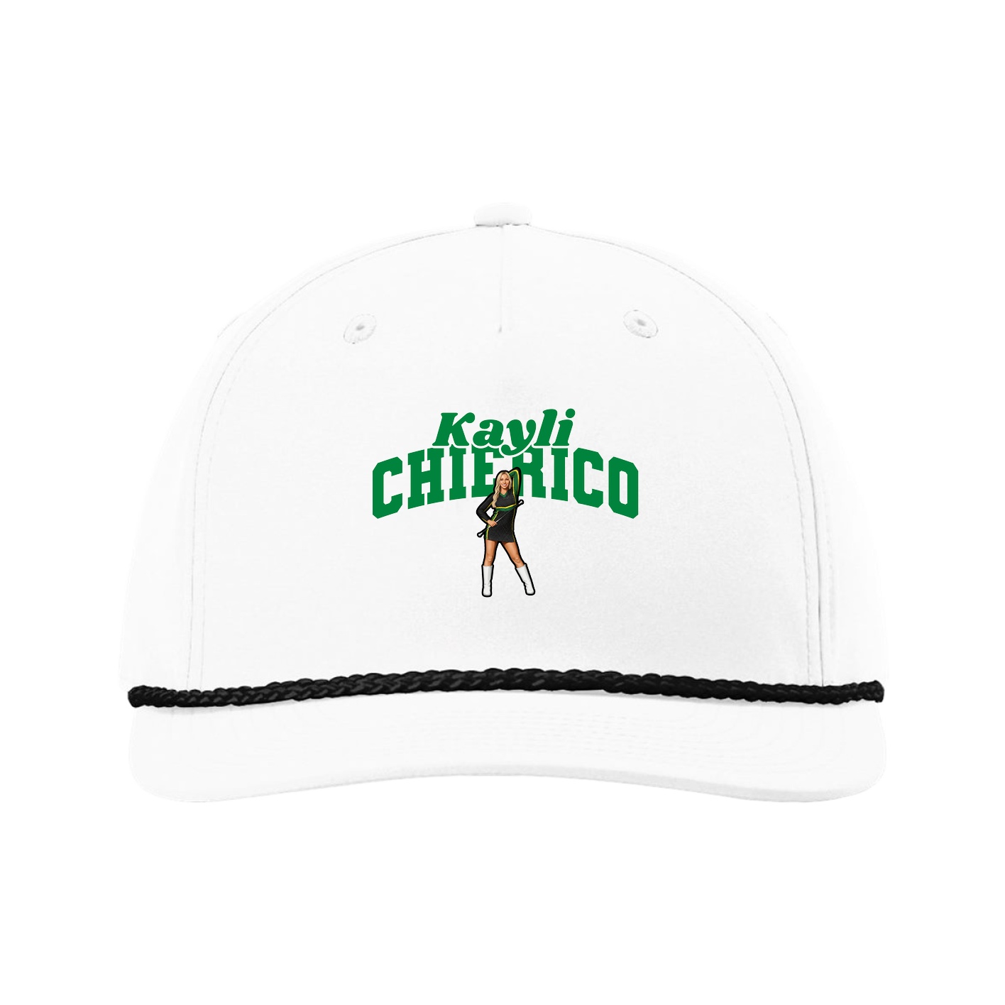 Five-Panel Classic Rope Cap — Signature Arch in White