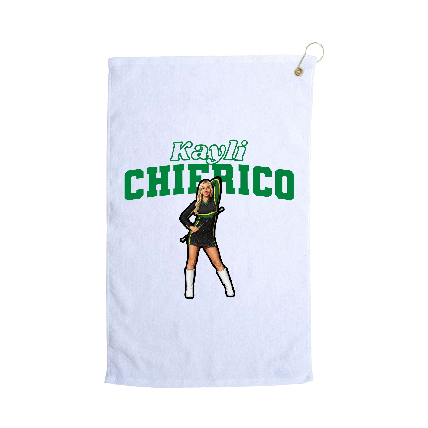 Golf Towel — Name Arch in White