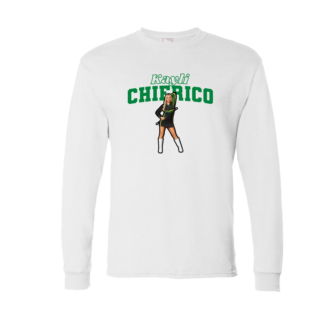 Long Sleeve Tee — Name Arch in White