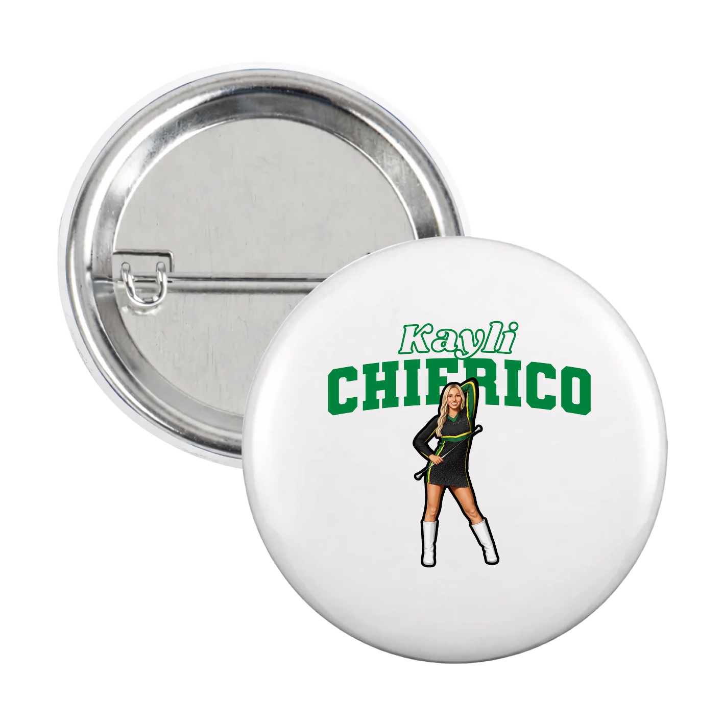Game Day Button — Name Arch in White