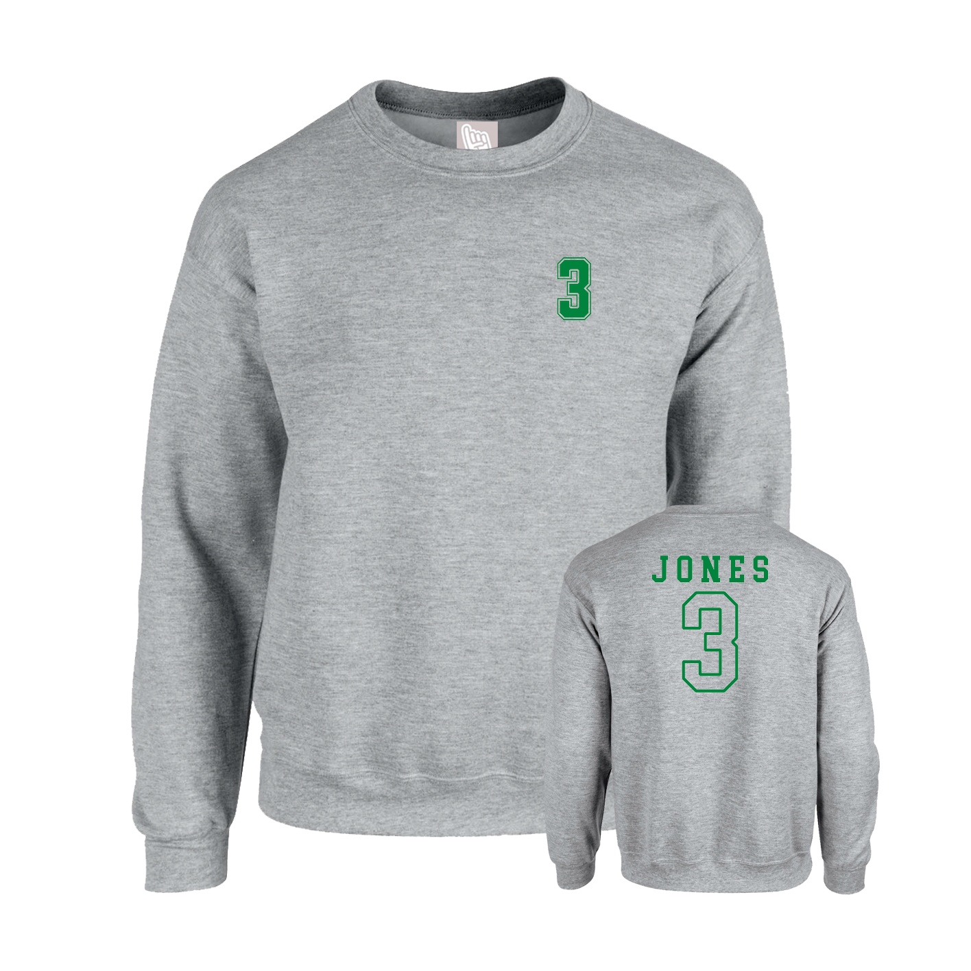Fleece Crew — Chest Back in Grey