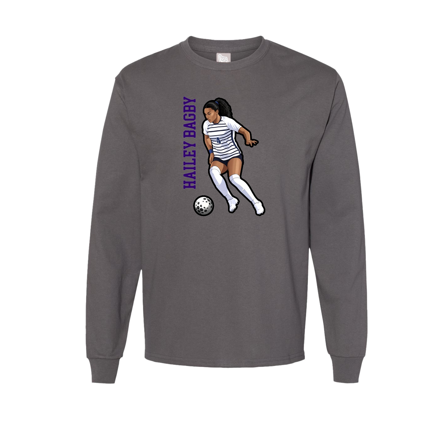 Long Sleeve Tee — Name Vertical in Grey