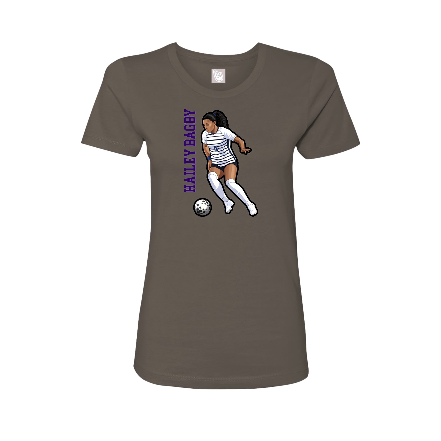 Fitted Women's Tee — Name Vertical in Grey