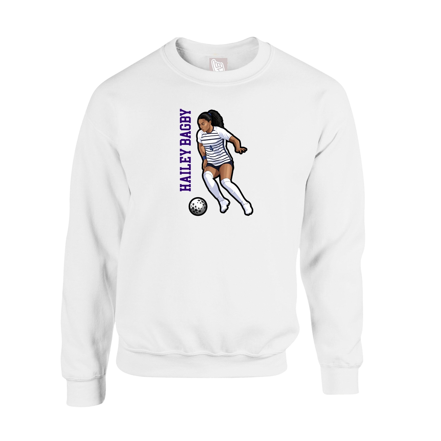 Fleece Crew — Name Vertical in White