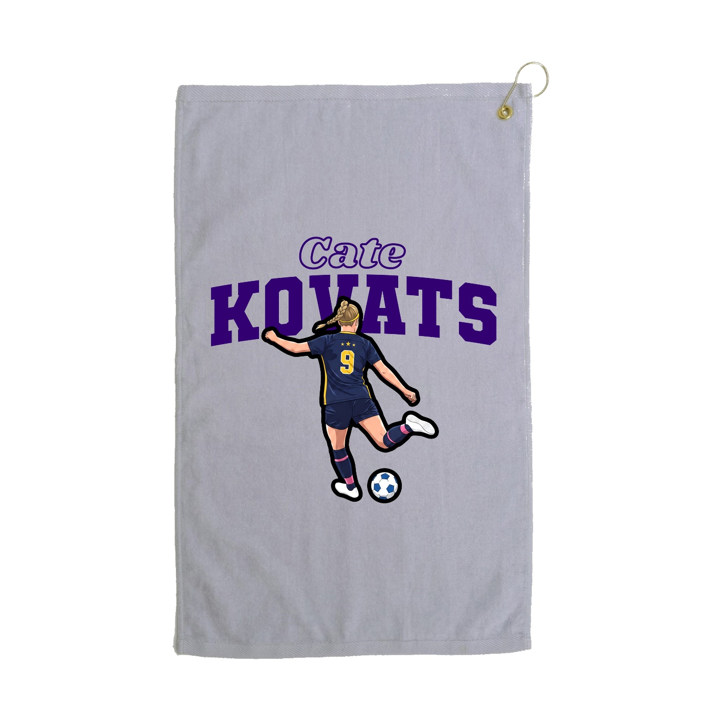 Golf Towel — Name Arch in Grey