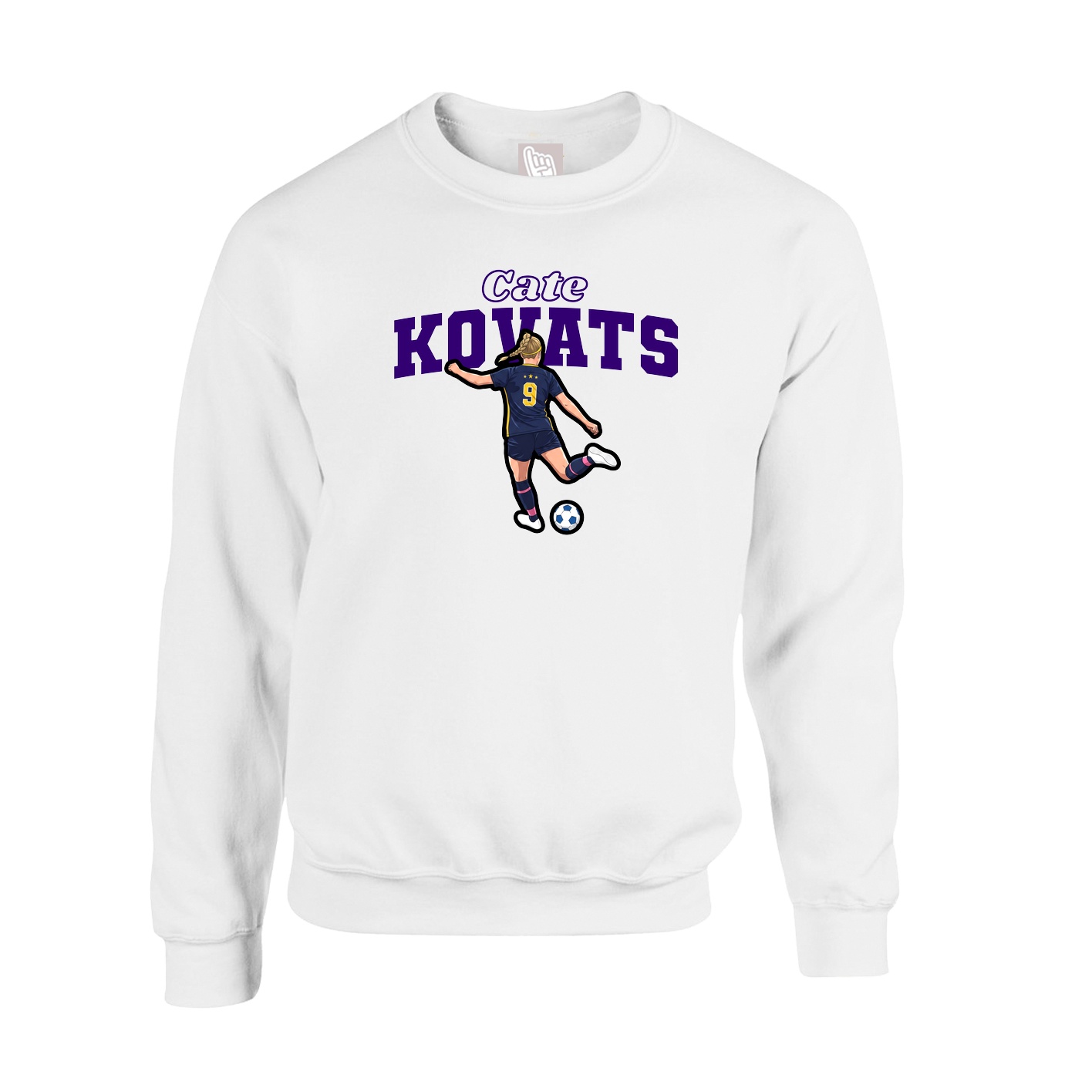 Fleece Crew — Name Arch in White