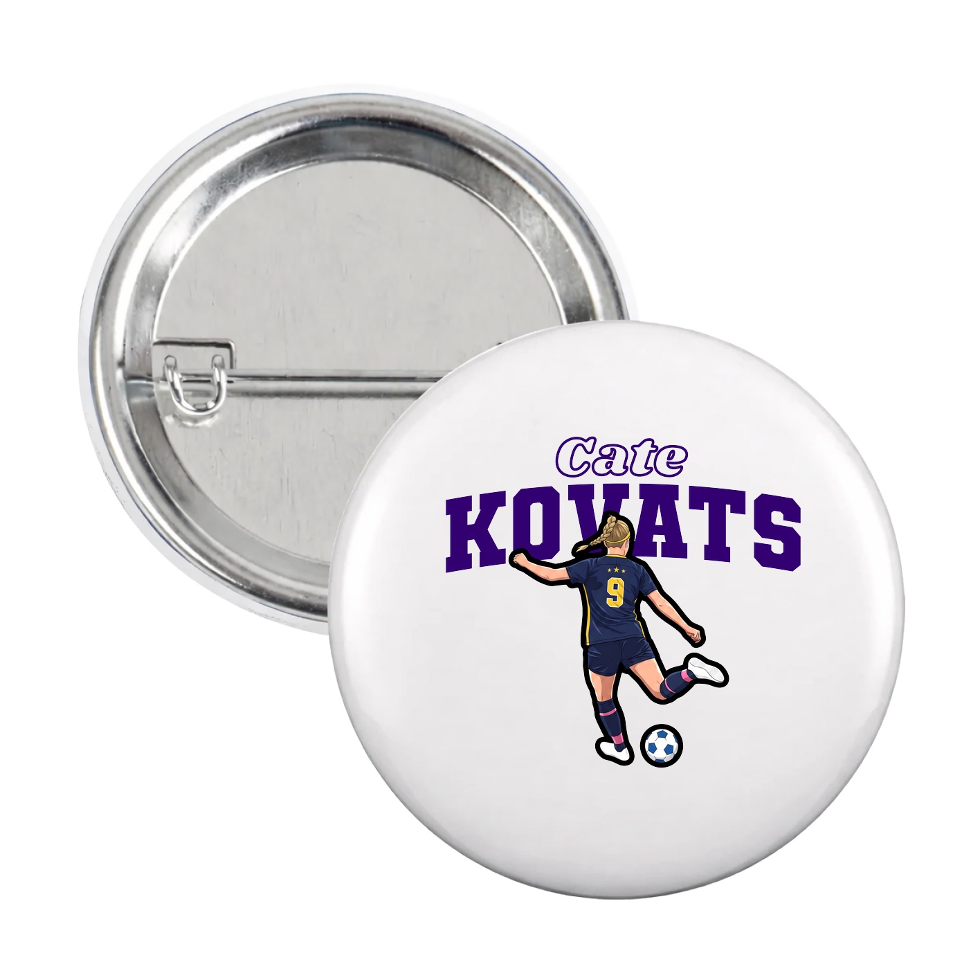 Game Day Button — Name Arch in White