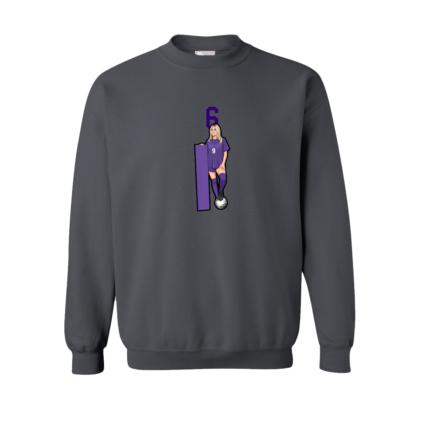 Fleece Crew — Number Top in Grey
