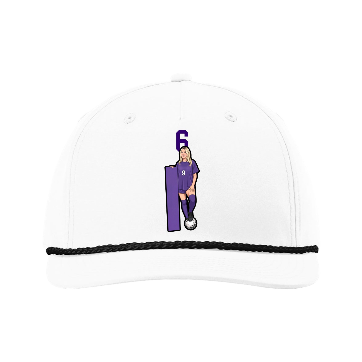 Five-Panel Classic Rope Cap — Number Top in White