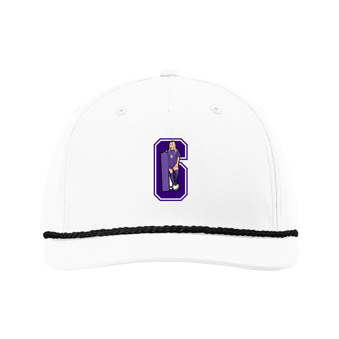 Five-Panel Classic Rope Cap — Number in White