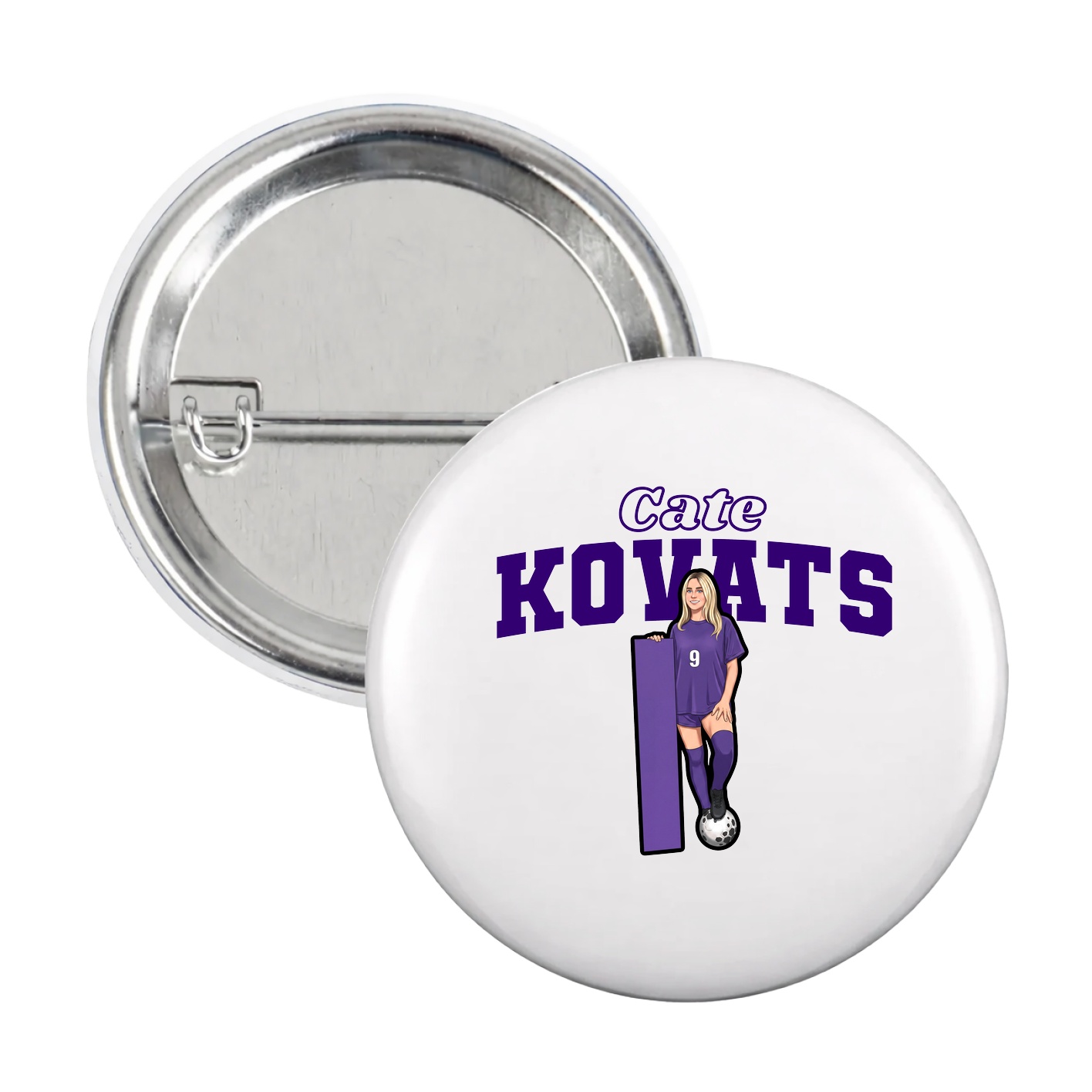 Game Day Button — Name Arch in White