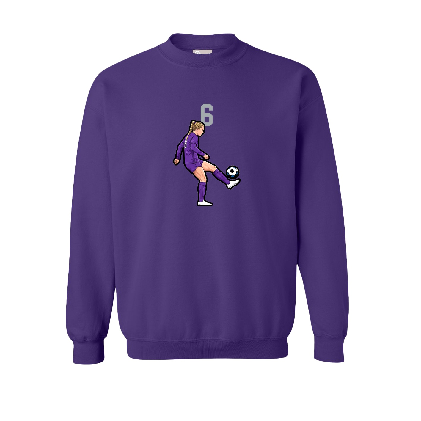 Fleece Crew — Number Top in Purple