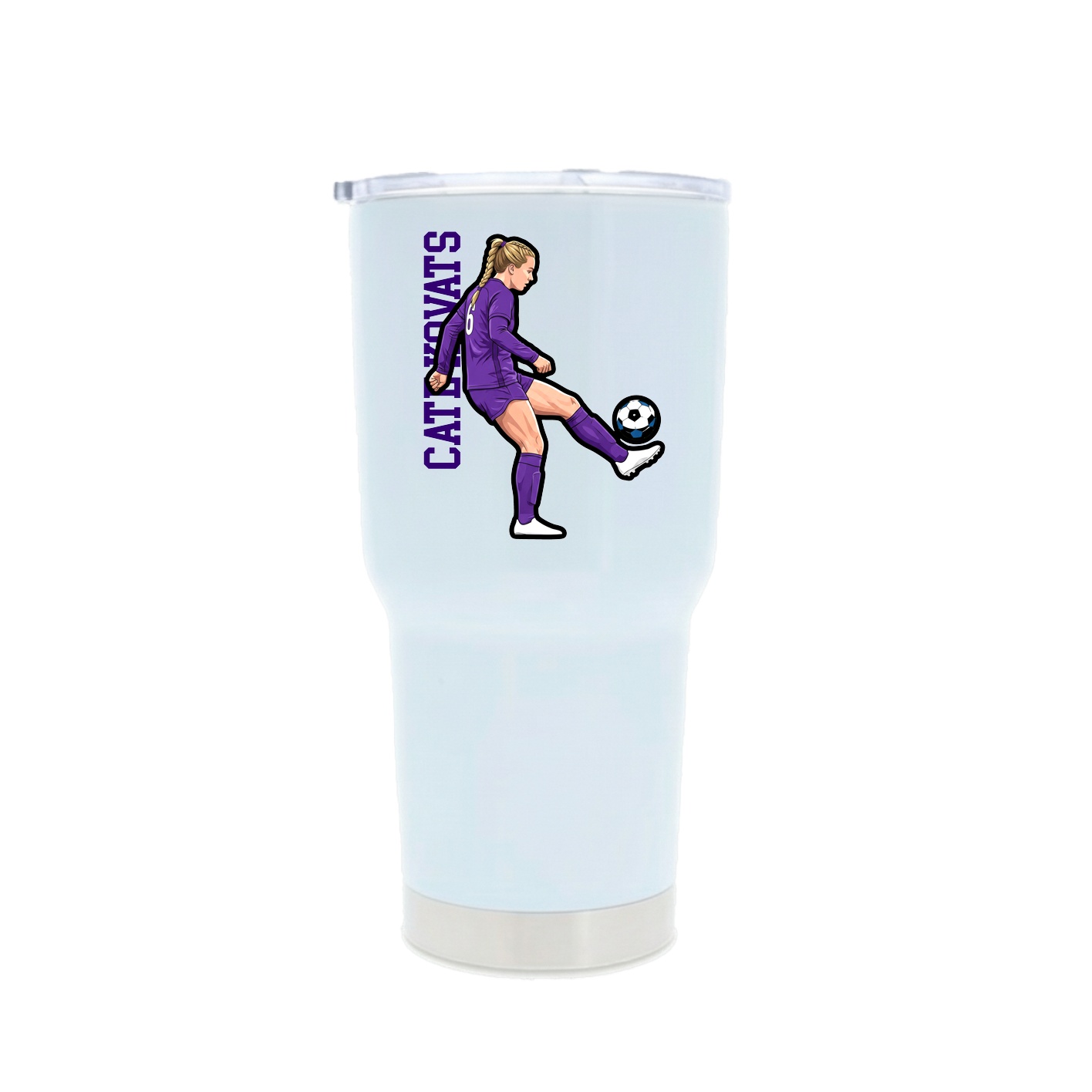 30oz Stainless Steel Tumbler — Name Vertical in White