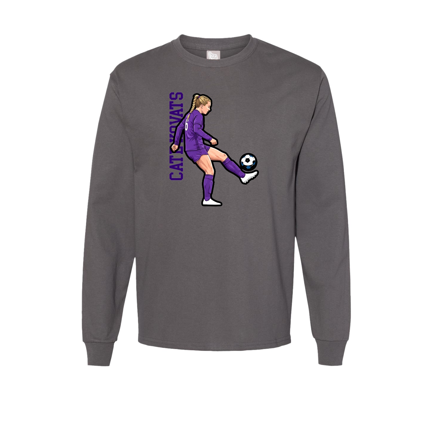Long Sleeve Tee — Name Vertical in Grey