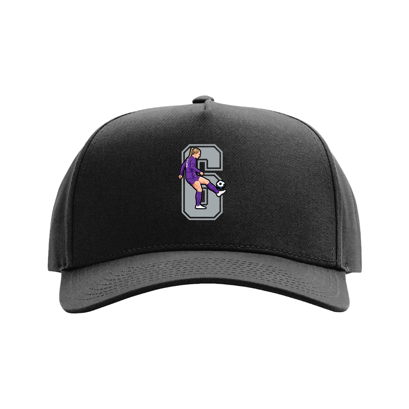 Full Fabric Five-Panel Champ Cap — Number in Black