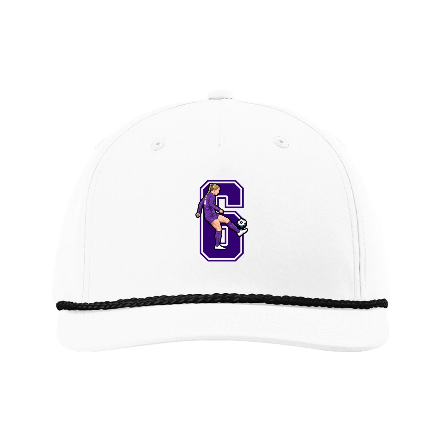 Five-Panel Classic Rope Cap — Number in White