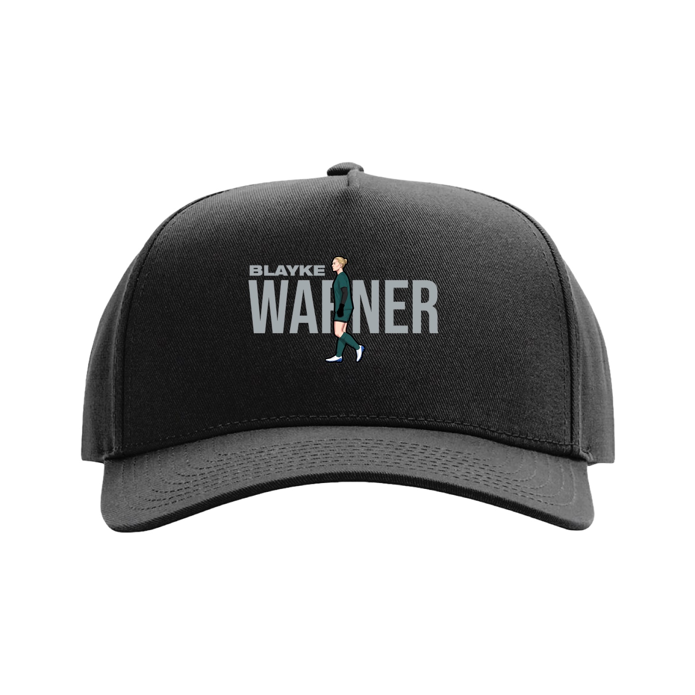 Full Fabric Five-Panel Champ Cap — Player Name in Black