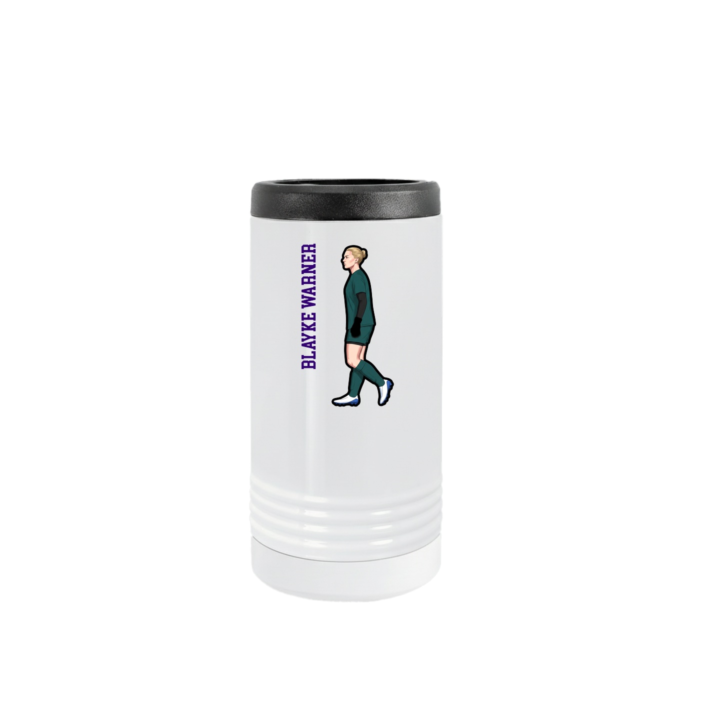 Slim Beverage Holder — Name Vertical in White