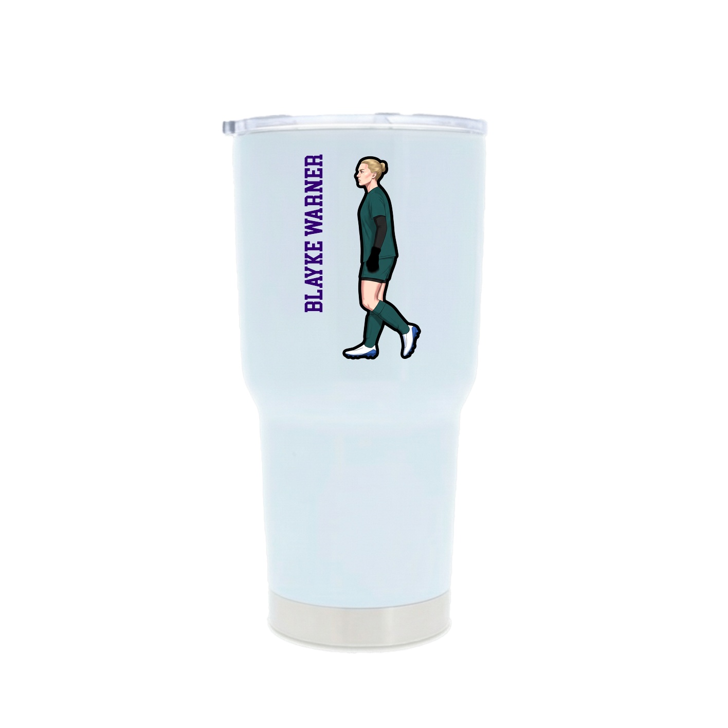 30oz Stainless Steel Tumbler — Name Vertical in White