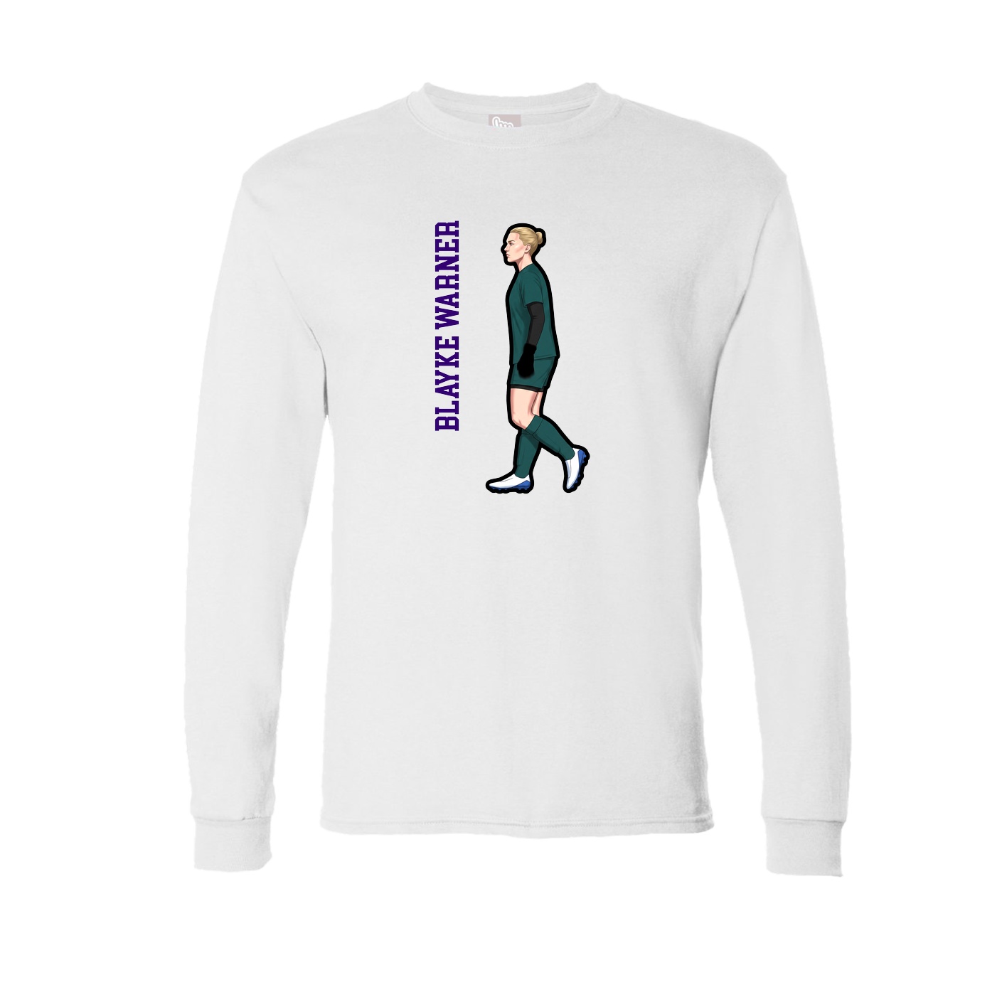 Long Sleeve Tee — Name Vertical in White