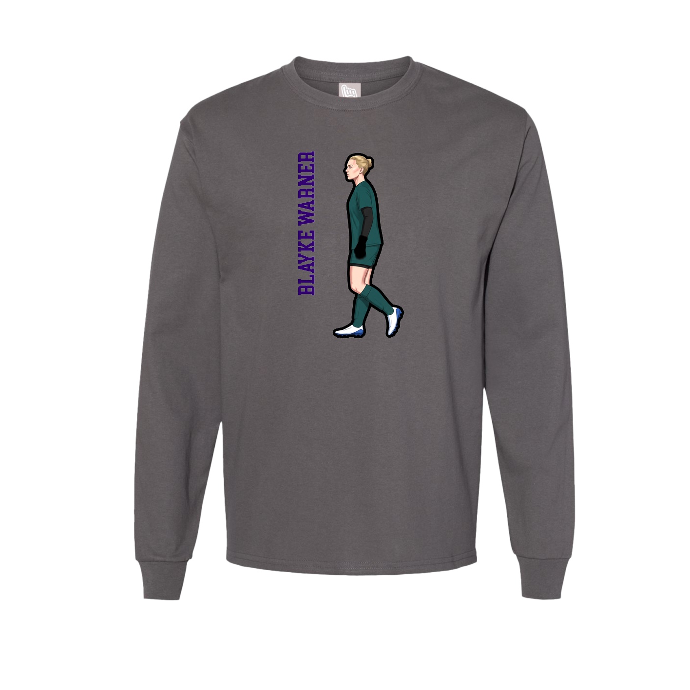 Long Sleeve Tee — Name Vertical in Grey