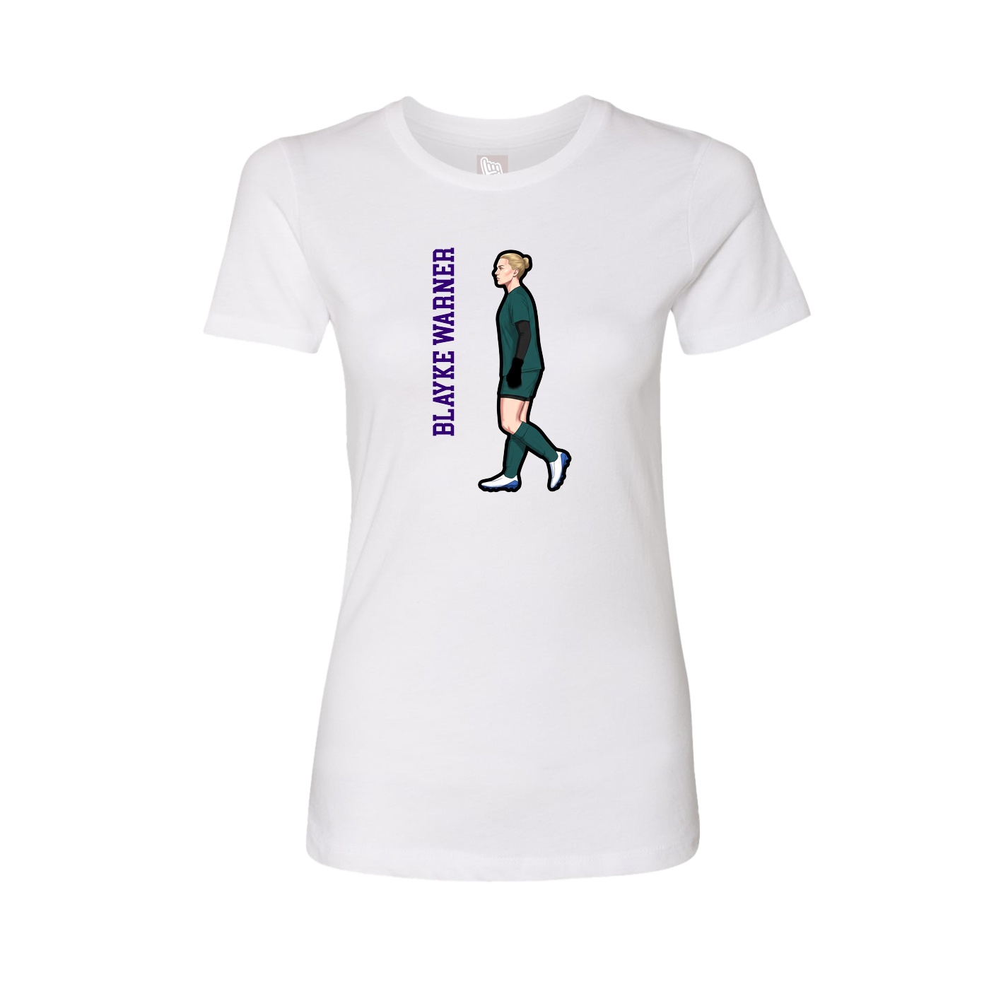 Womens Tee — Name Vertical in White
