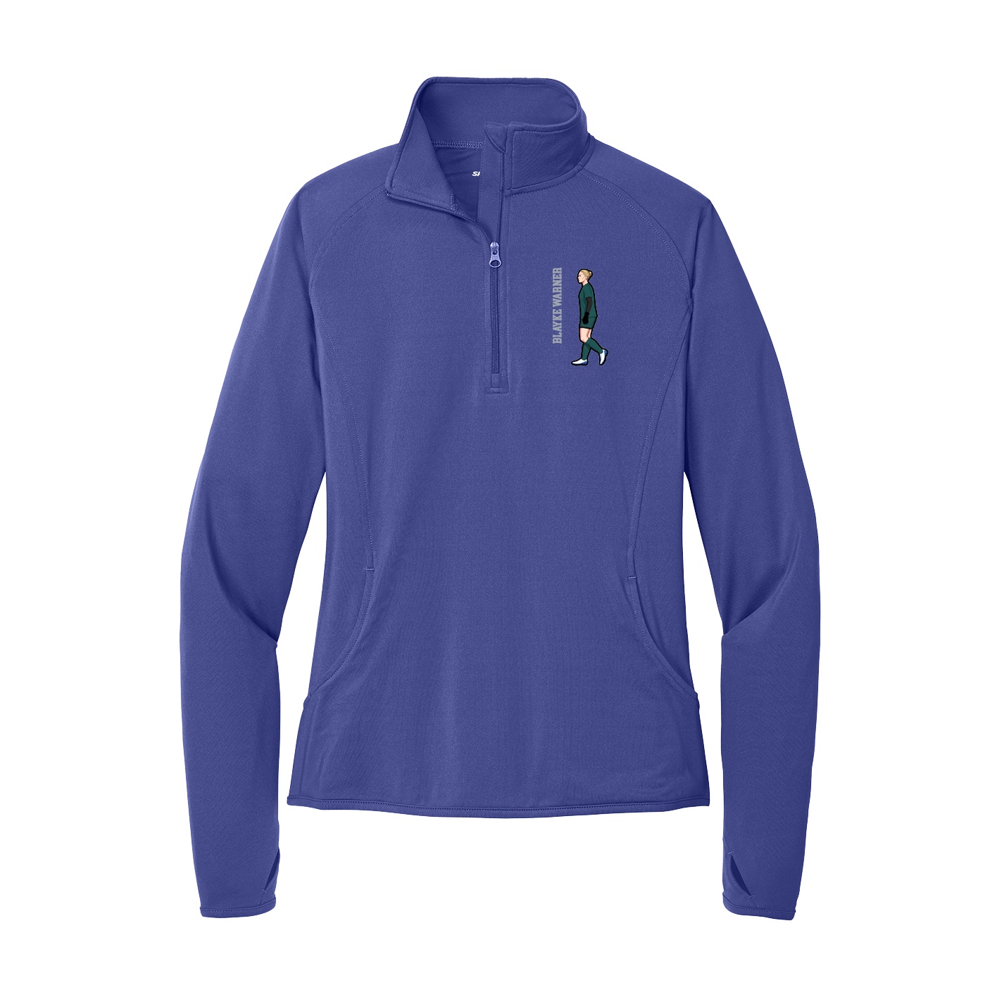 Women's Q-Zip Pullover — Name Vertical in Purple