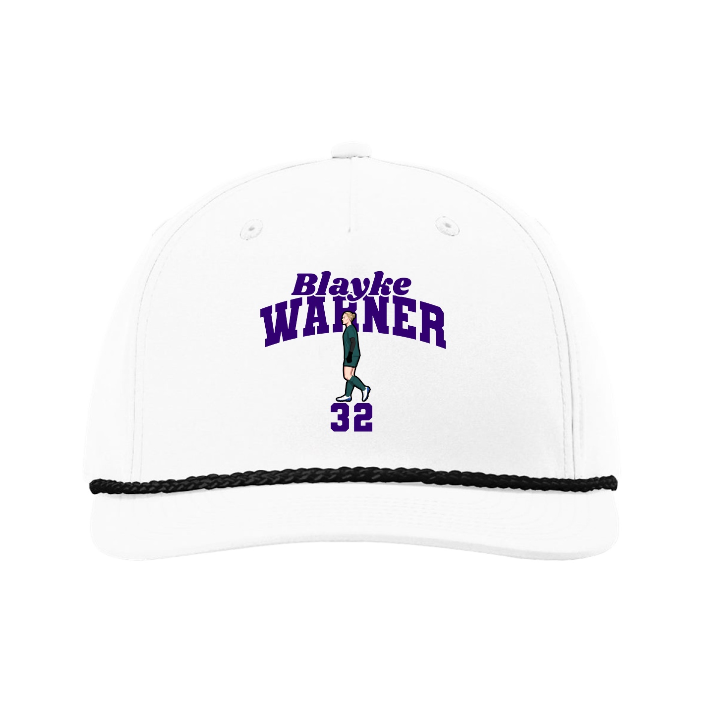 Five-Panel Classic Rope Cap — Signature Arch in White