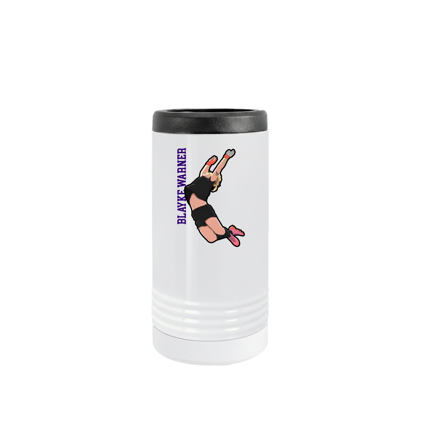 Slim Beverage Holder — Name Vertical in White