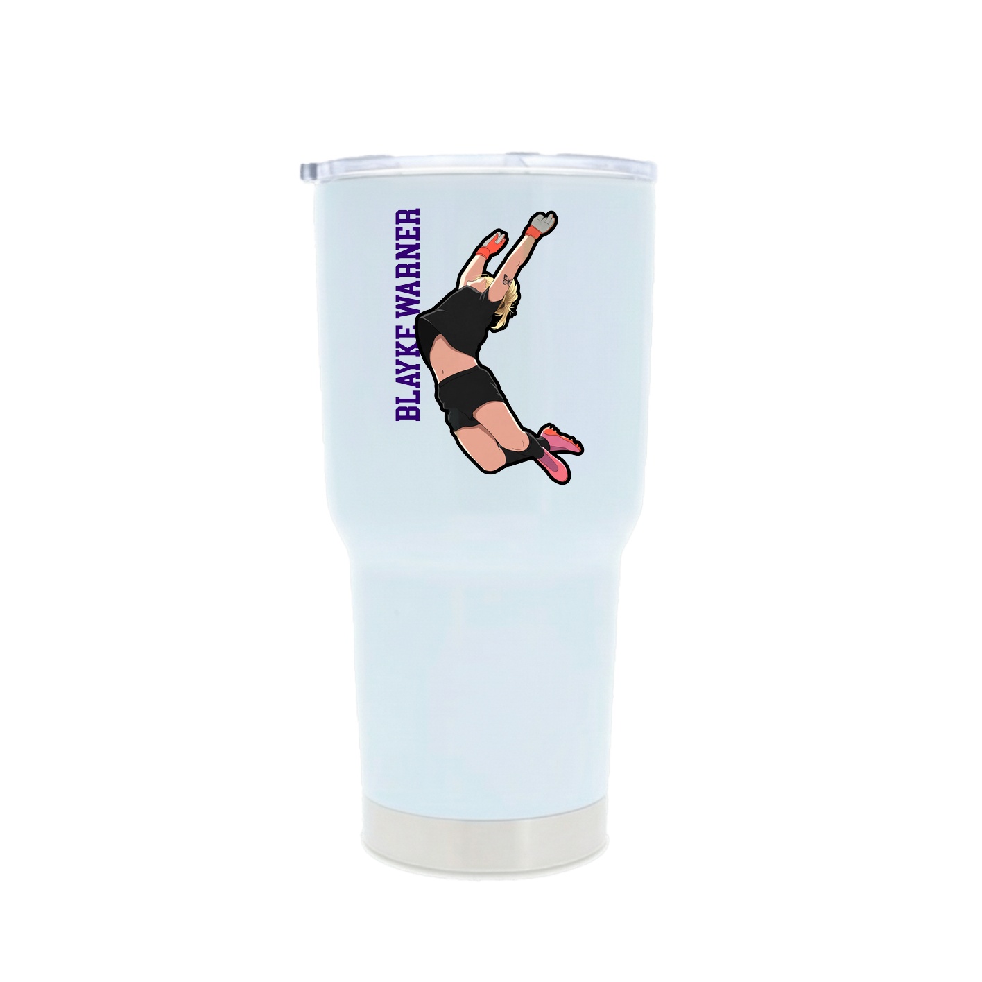 30oz Stainless Steel Tumbler — Name Vertical in White
