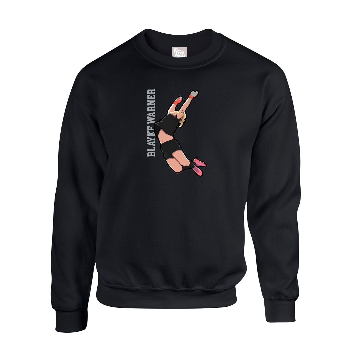 Fleece Crew — Name Vertical in Black