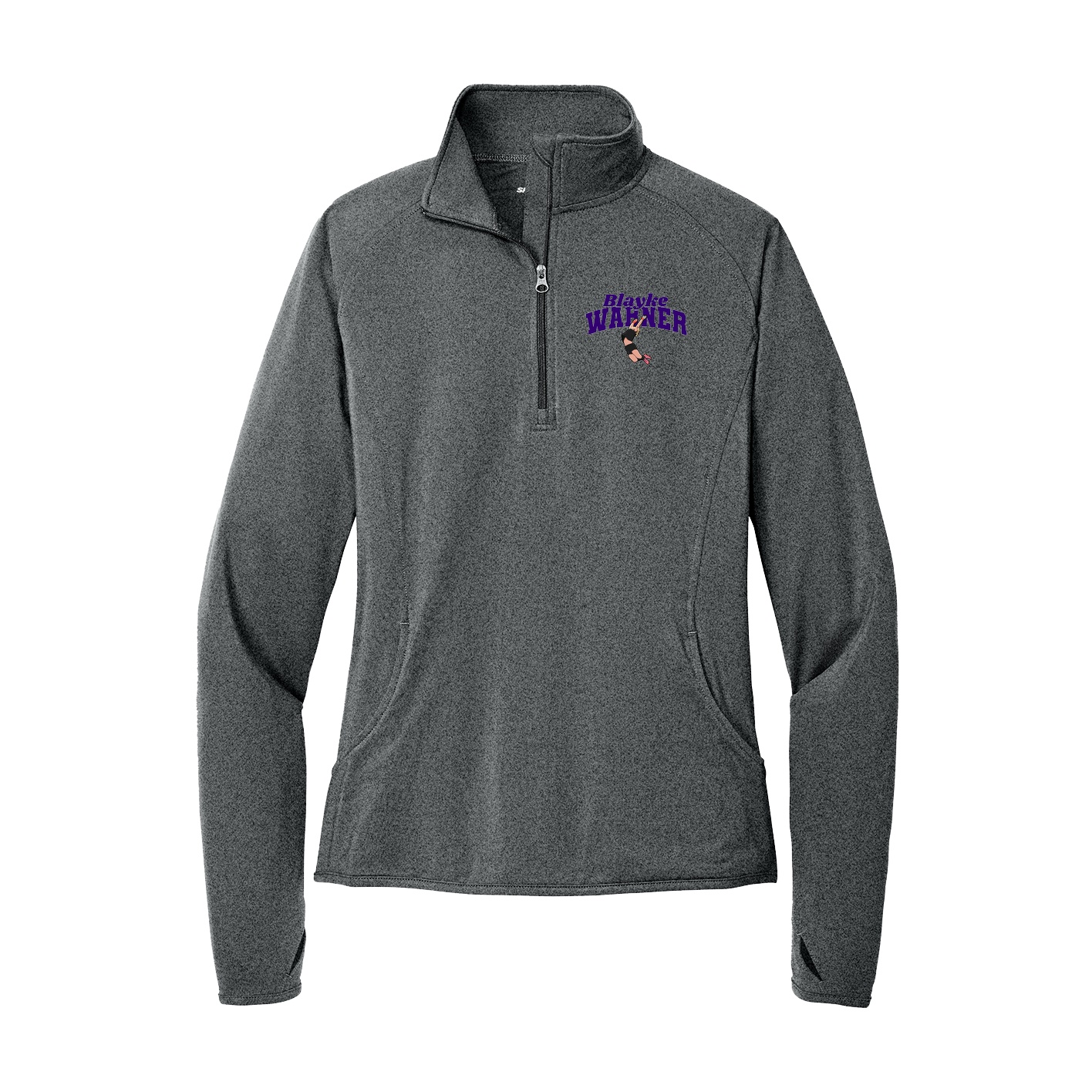 Women's Q-Zip Pullover — Signature Arch in Grey
