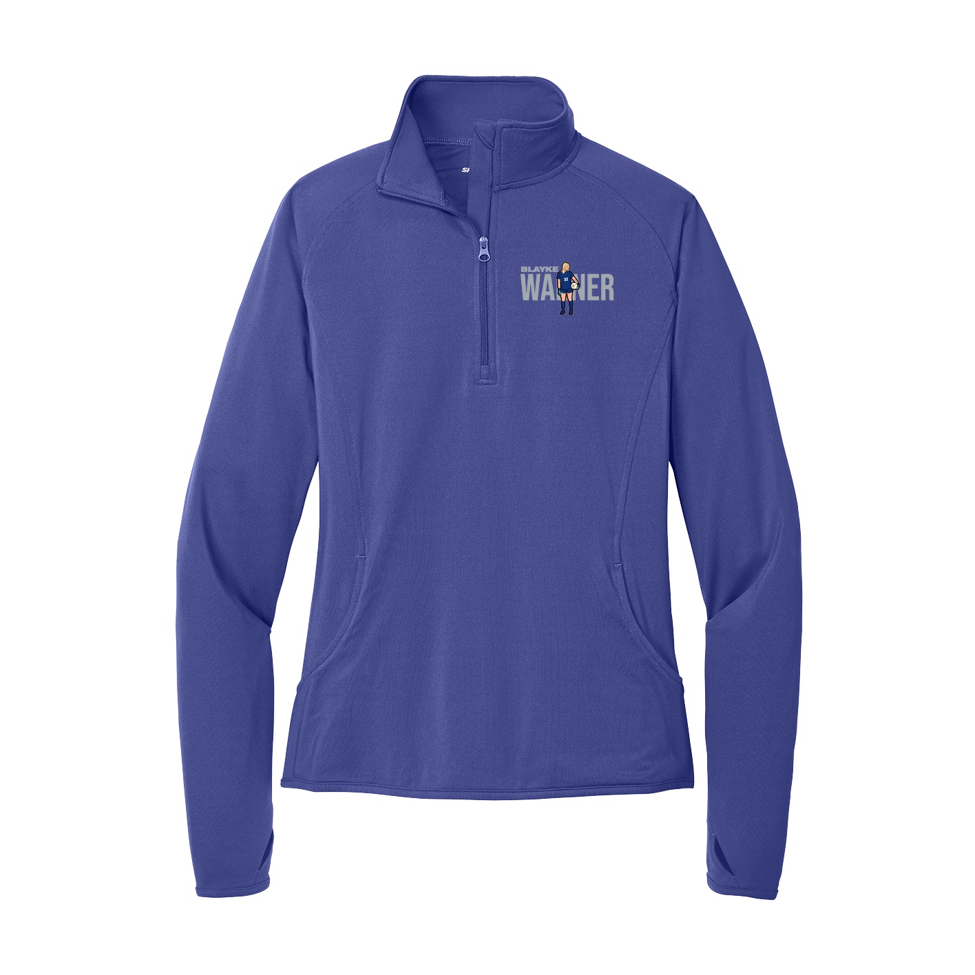 Women's Q-Zip Pullover — Player Name in Purple