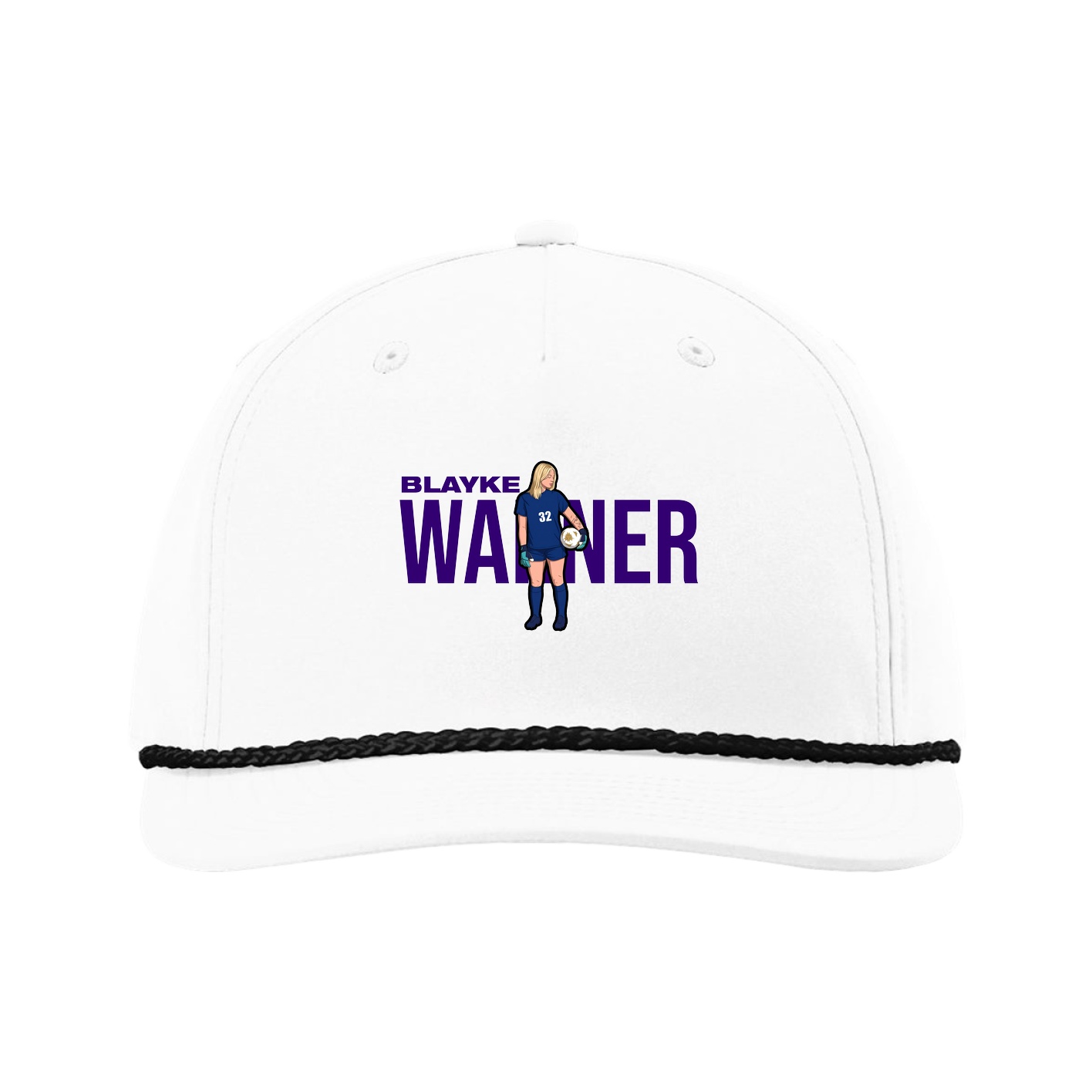 Five-Panel Classic Rope Cap — Player Name in White