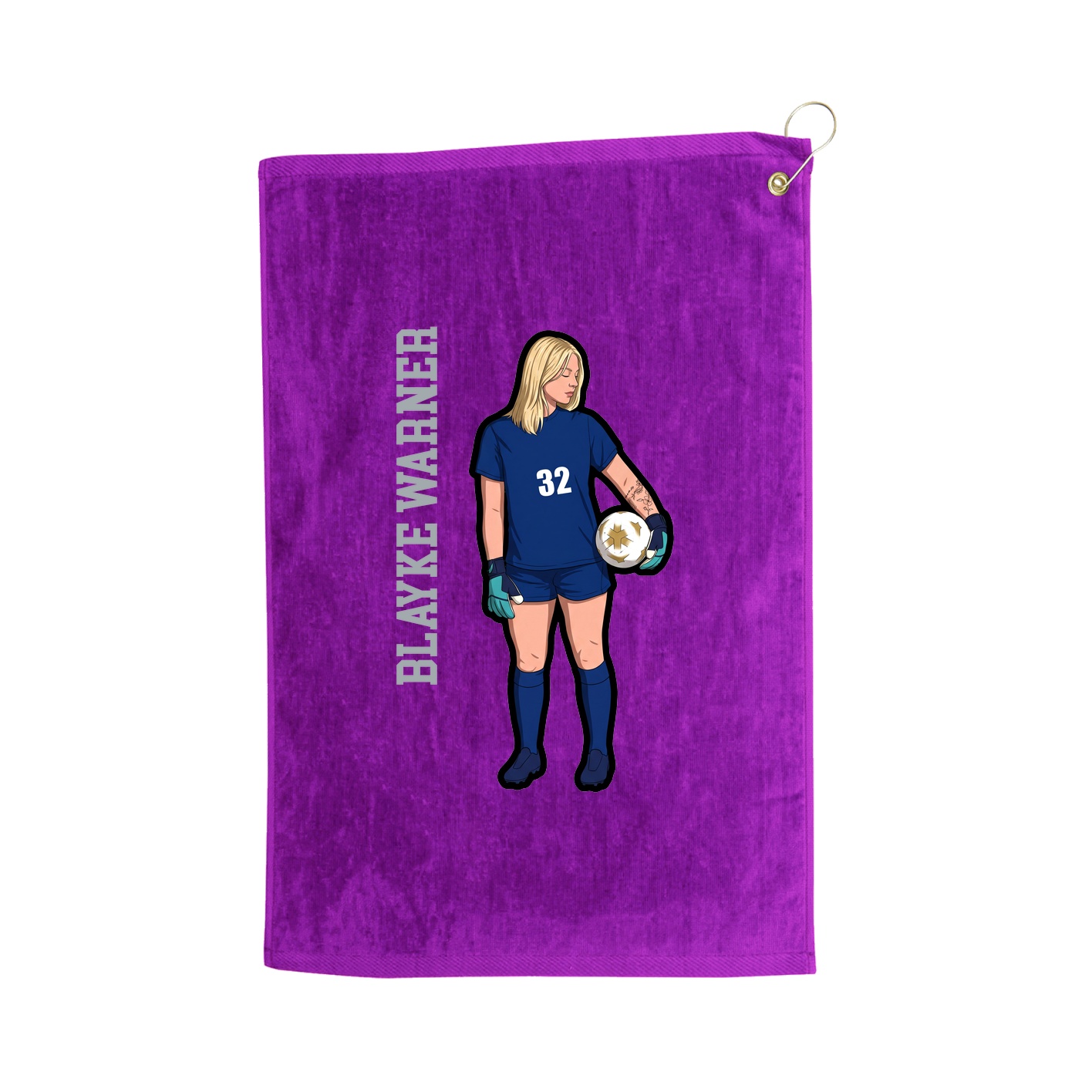 Golf Towel — Name Vertical in Purple