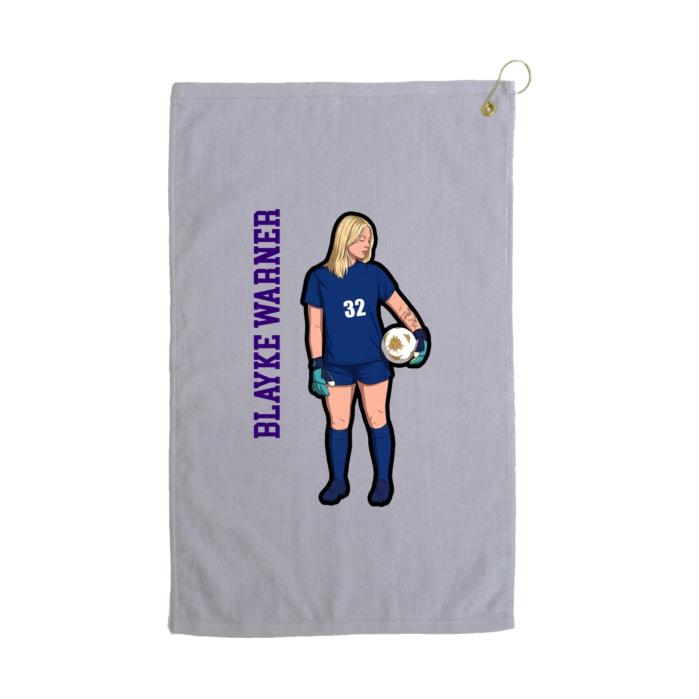 Golf Towel — Name Vertical in Grey