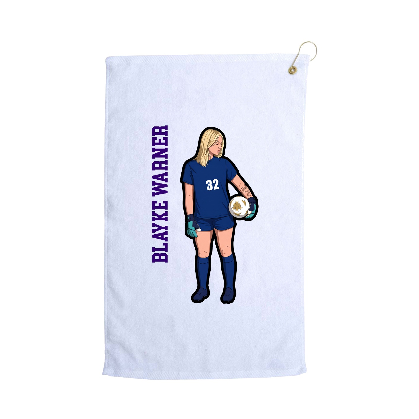 Golf Towel — Name Vertical in White